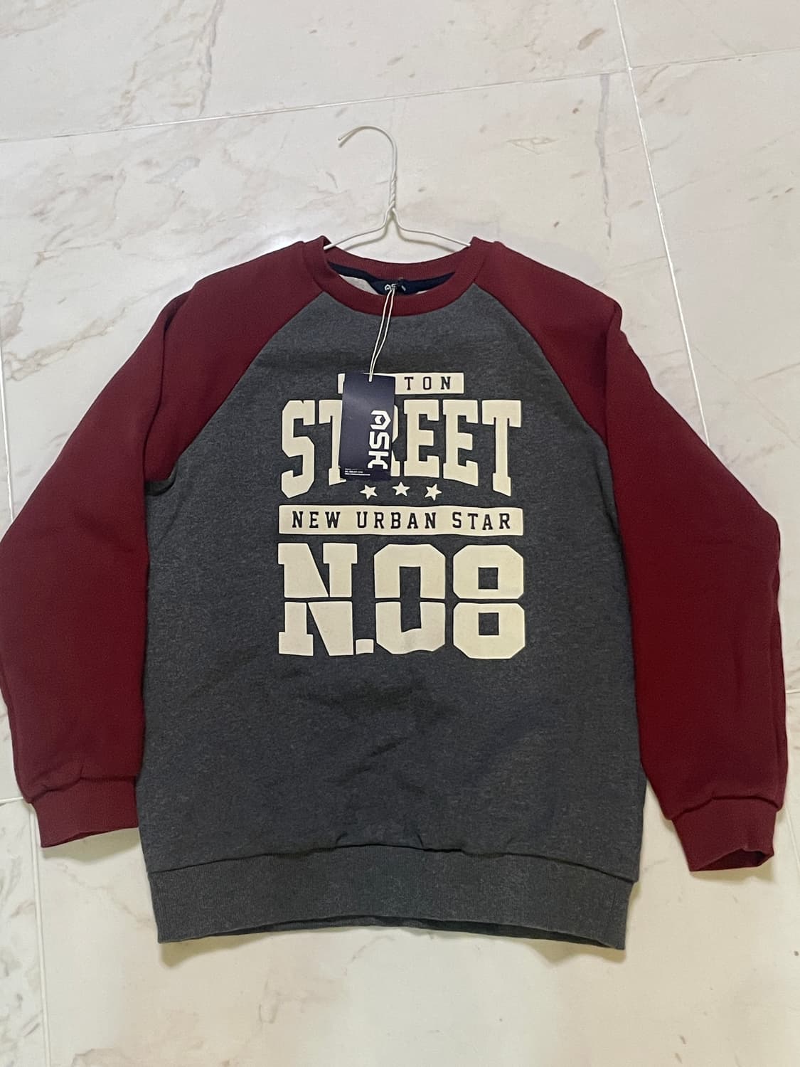 ASH KIDS 회색/와인색 맨투맨 티셔츠 상품이미지1