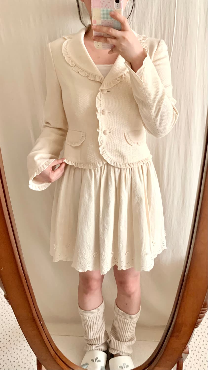 크림아이보리 프릴 페미닌 자켓 상품이미지6