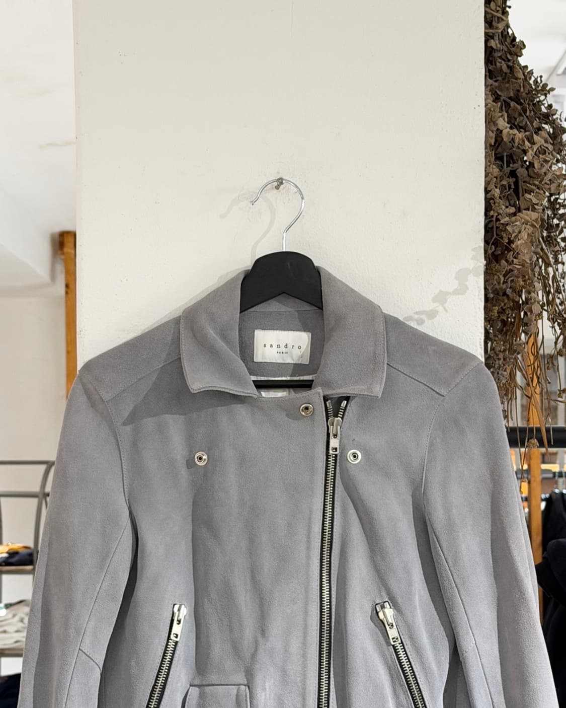 산드로 그레이 스웨이드 바이커 자켓 상품이미지4