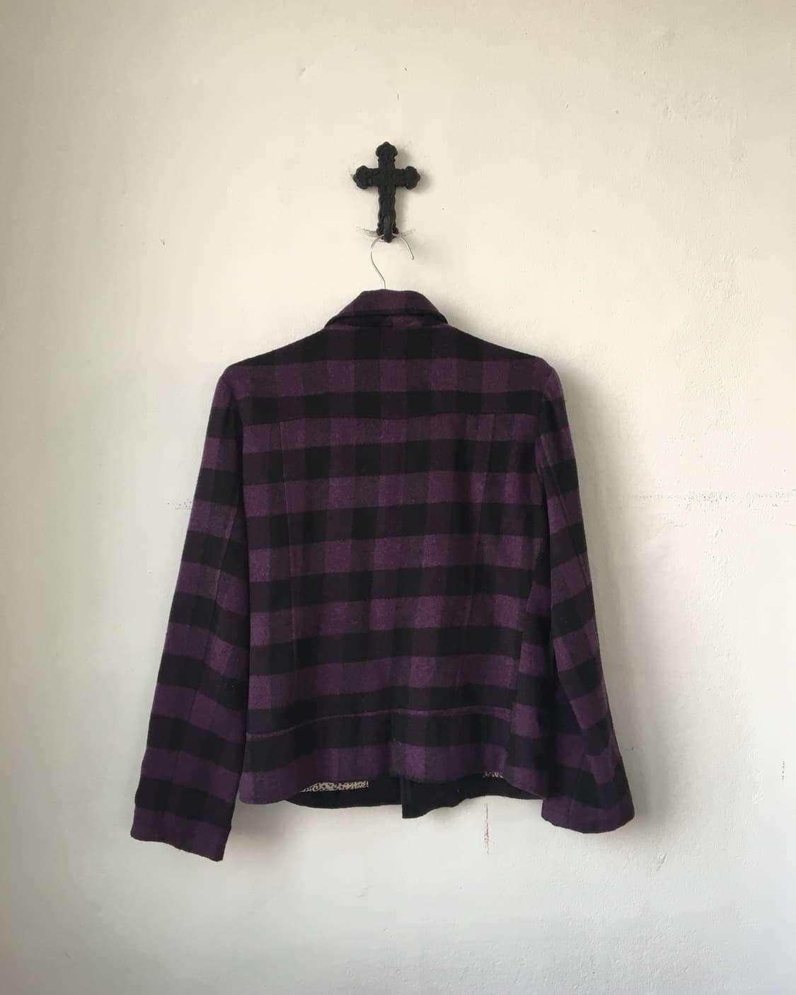 Woolen check pattern rider jacket 상품이미지3