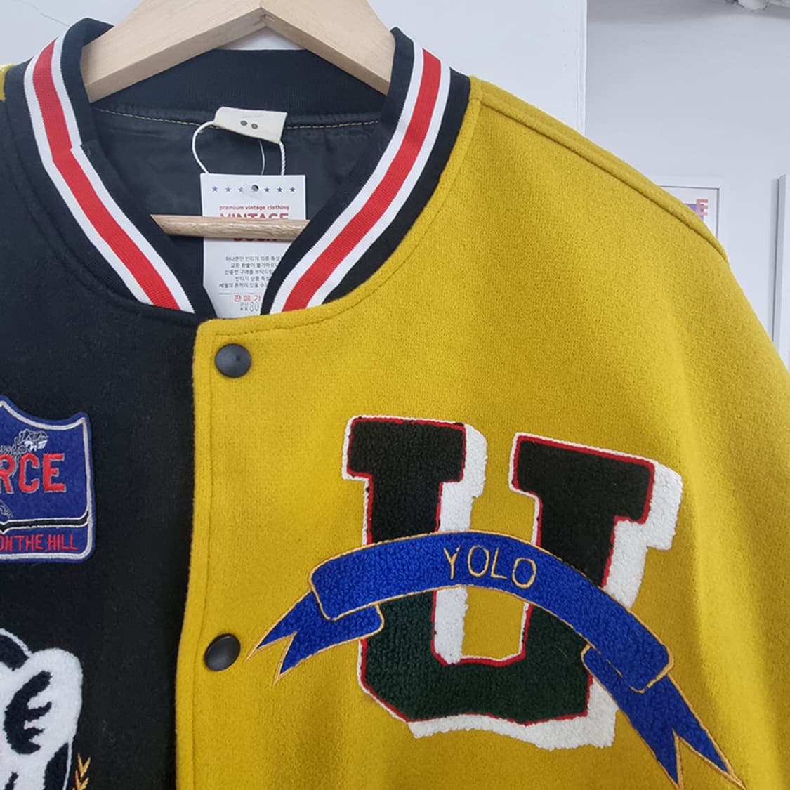 팝아트 바시티 레더 울 자켓 110 상품이미지4