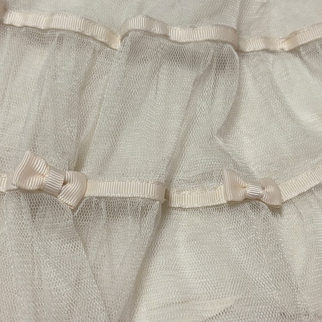 일본 히메갸루 핀터깔 화이트 리본 포인트 3단 캉캉 미니스커트 상품이미지2