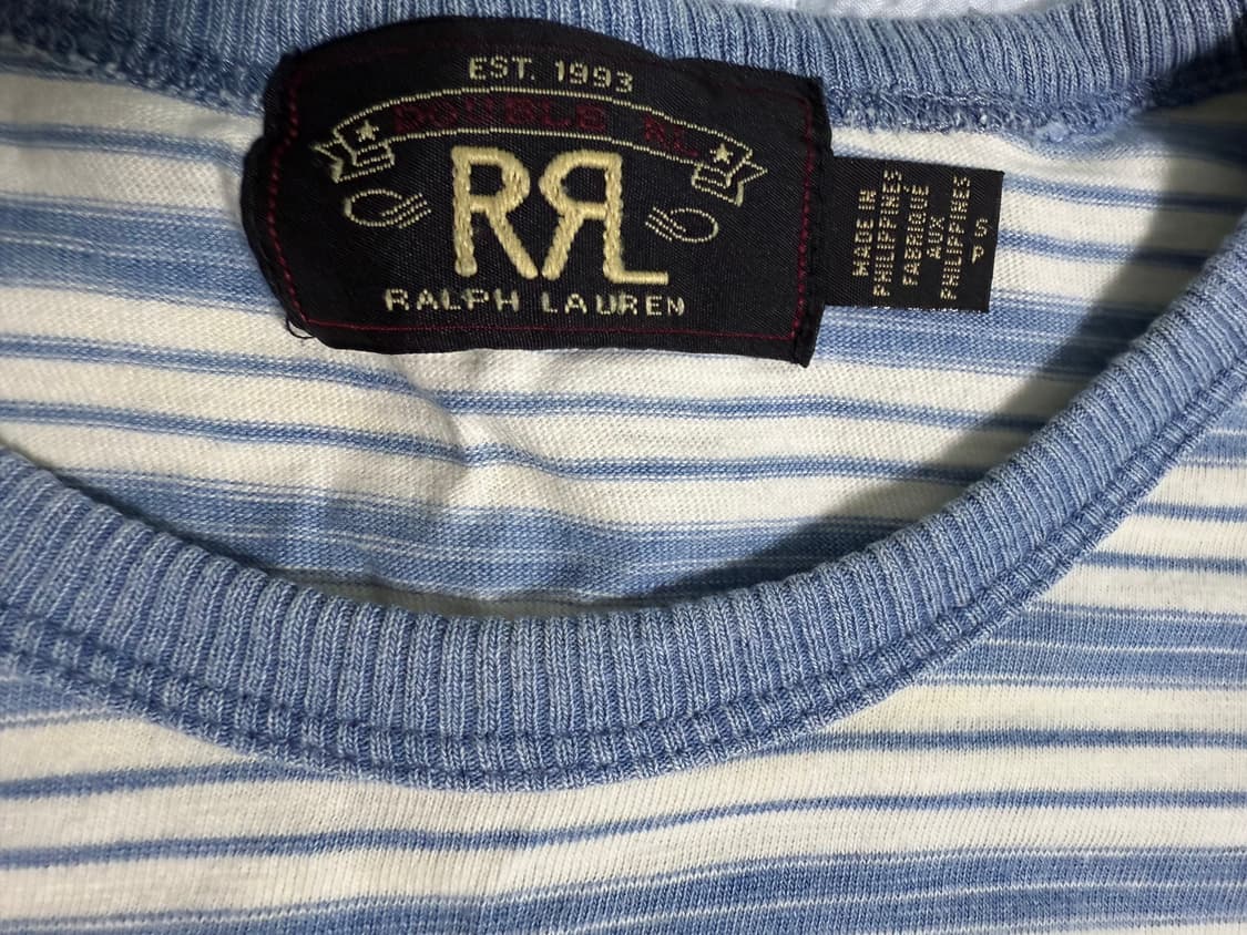 rrl 인디고 스트라이프 저지 링어 티셔츠 s 상품이미지4