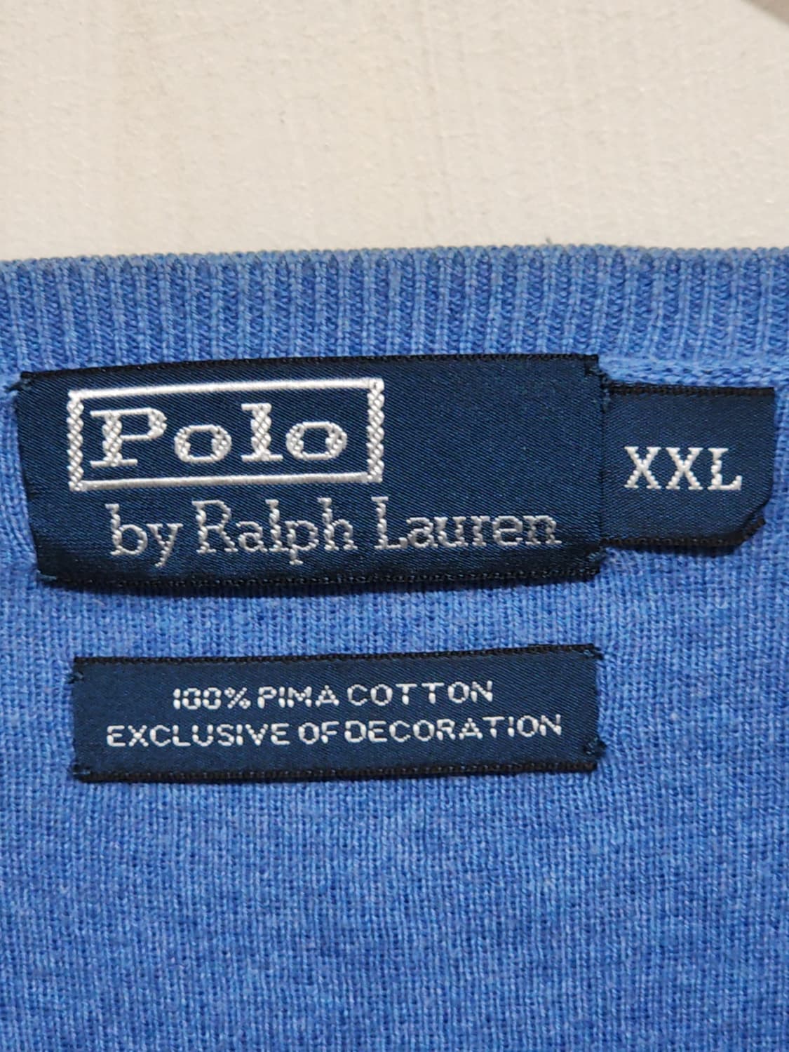 (XXL) 랄프로렌 폴로 니트 하늘색 피마코튼 스웨터 브이넥 빅사이즈  상품이미지3