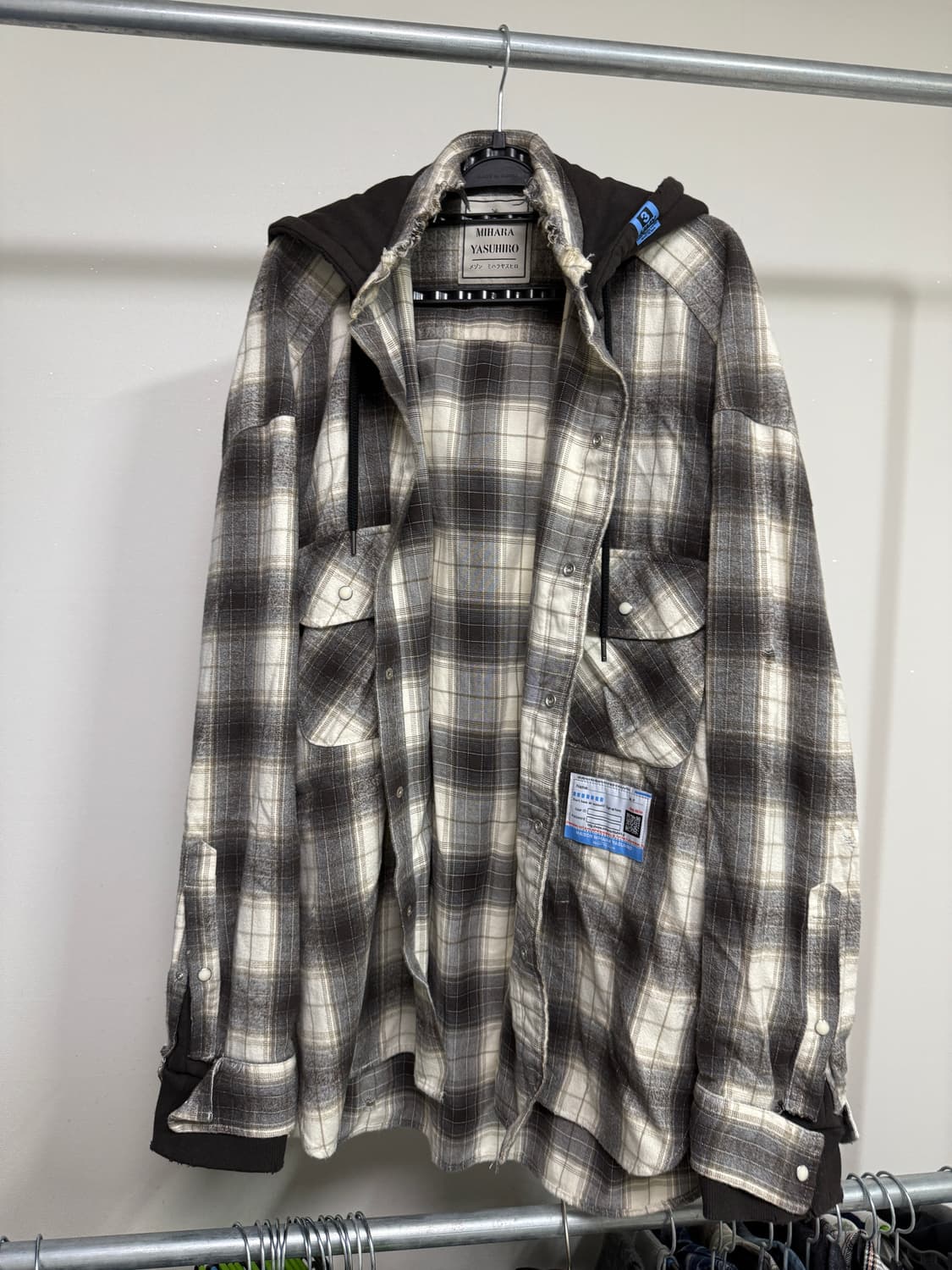 미하라 야스히로 후드 체크 셔츠 상품이미지1