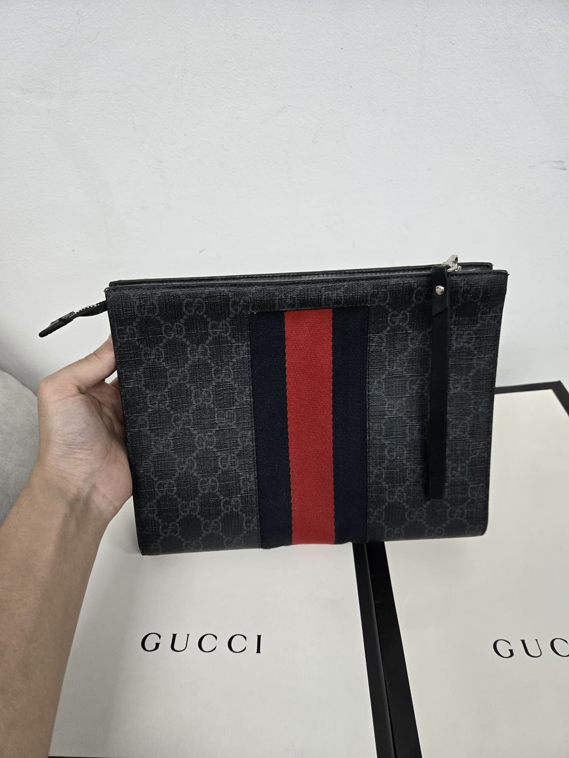 [보증서 정품] 구찌 웹삼선 클러치백 상품이미지1