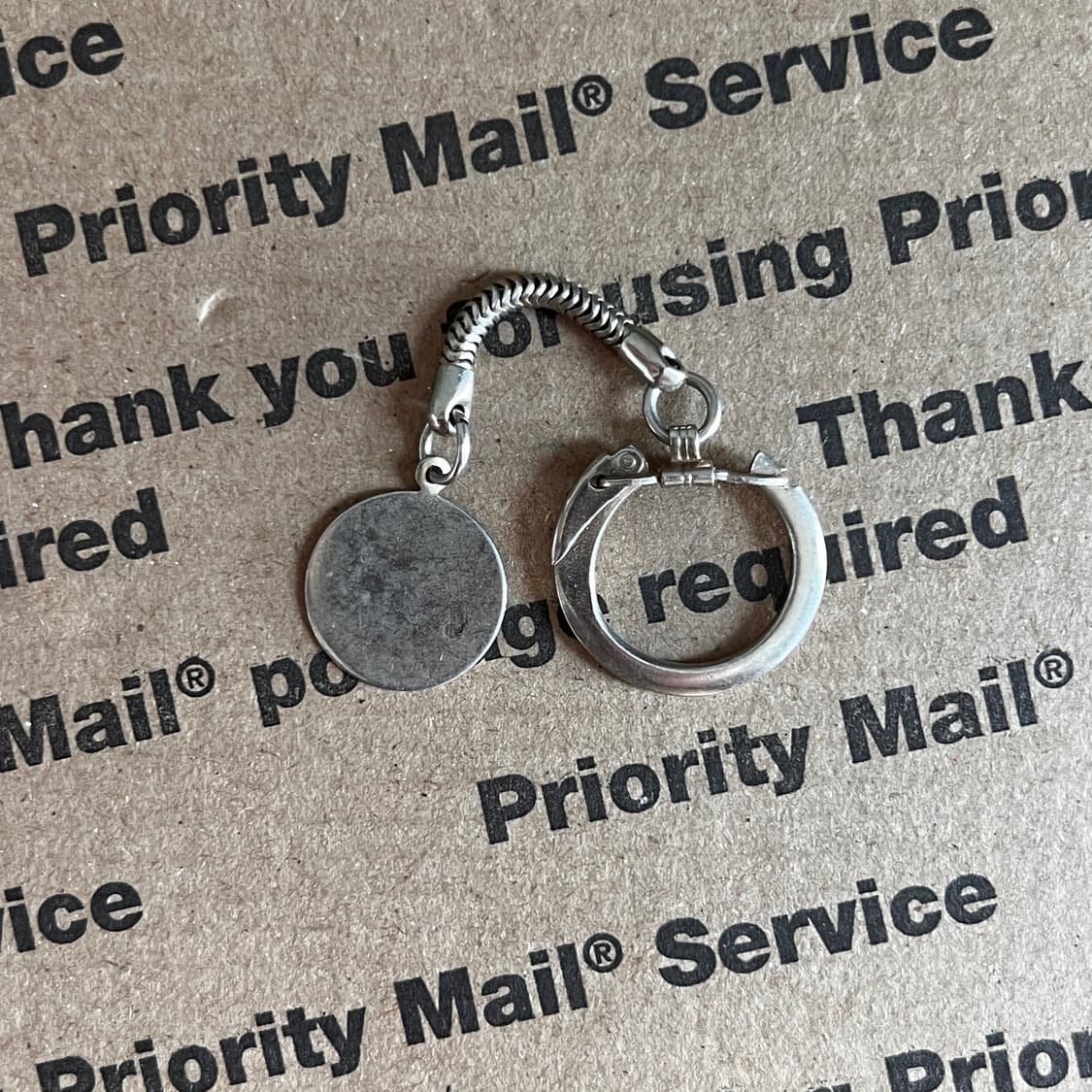 90s vtg Blank Round Tag Keyring 상품이미지2