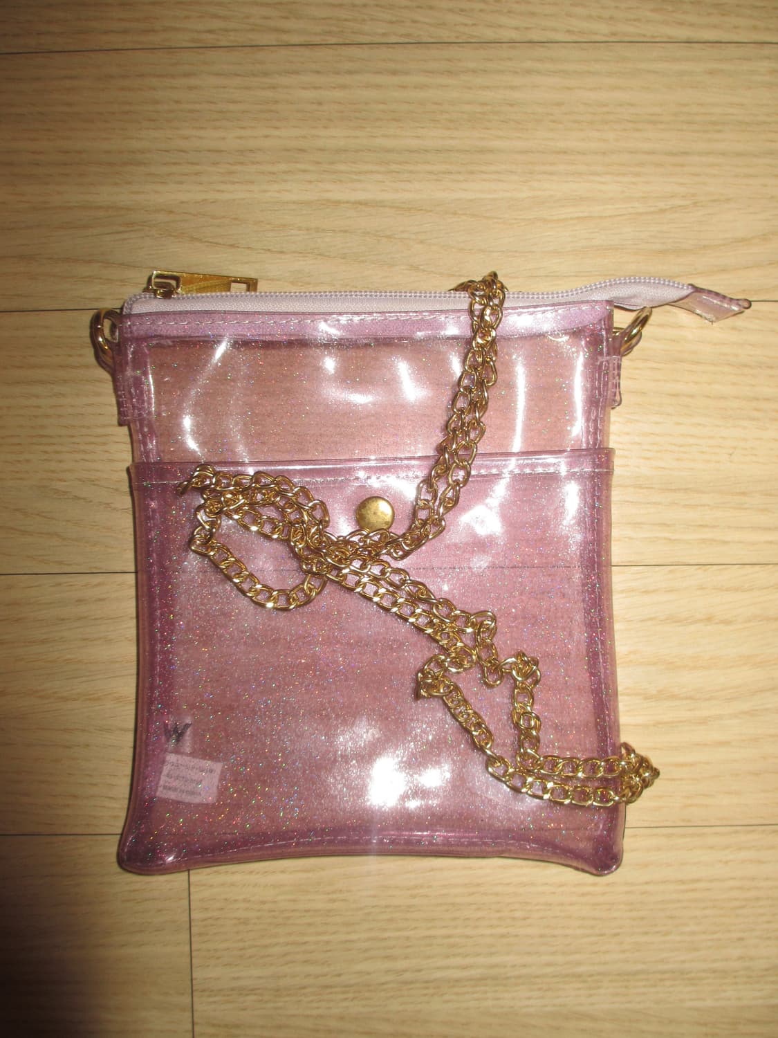 W C 펄 바이올렛 투명 PVC 체인 크로스백 상품이미지1