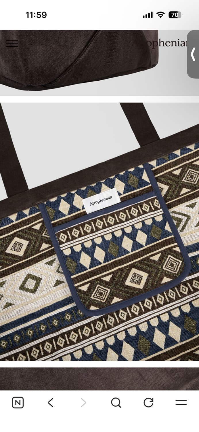 아포페니안 벨벳 토트백 브라운 상품이미지3