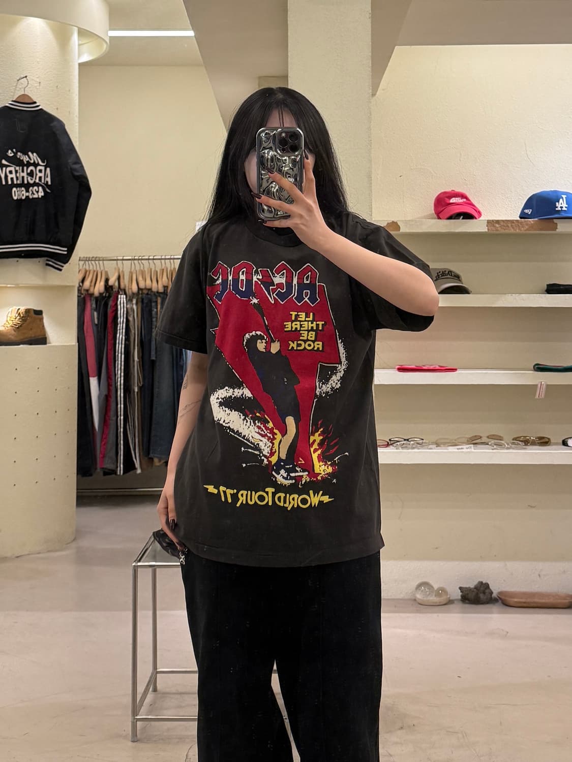 빈티지 헤인즈 AC/DC 락 투어 프린팅 반팔 티셔츠 U1508 상품이미지1