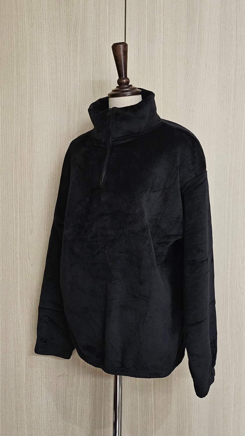 블랙 골덴 반집업 기모 맨투맨 55~66 상품이미지3