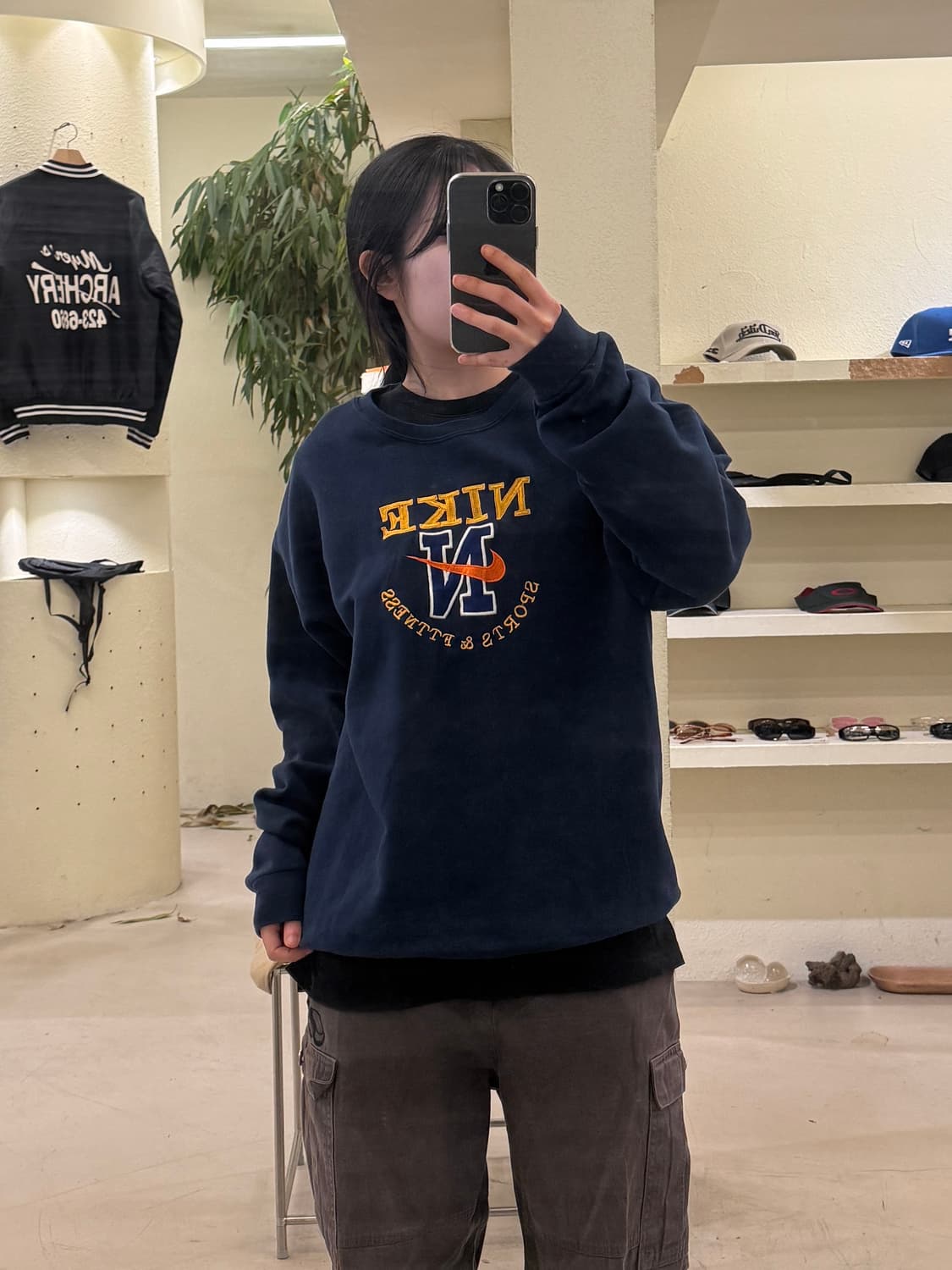 나이키 올드스쿨 빅로고 네이비 맨투맨 U350 상품이미지1