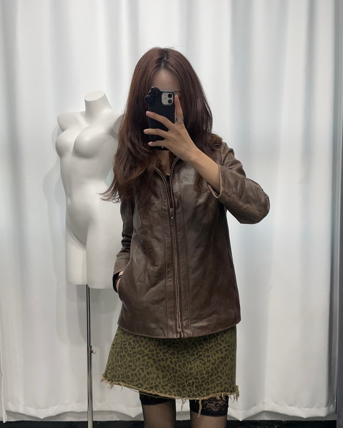 🎸빈티지 브라운 퍼 레더 자켓 상품이미지4