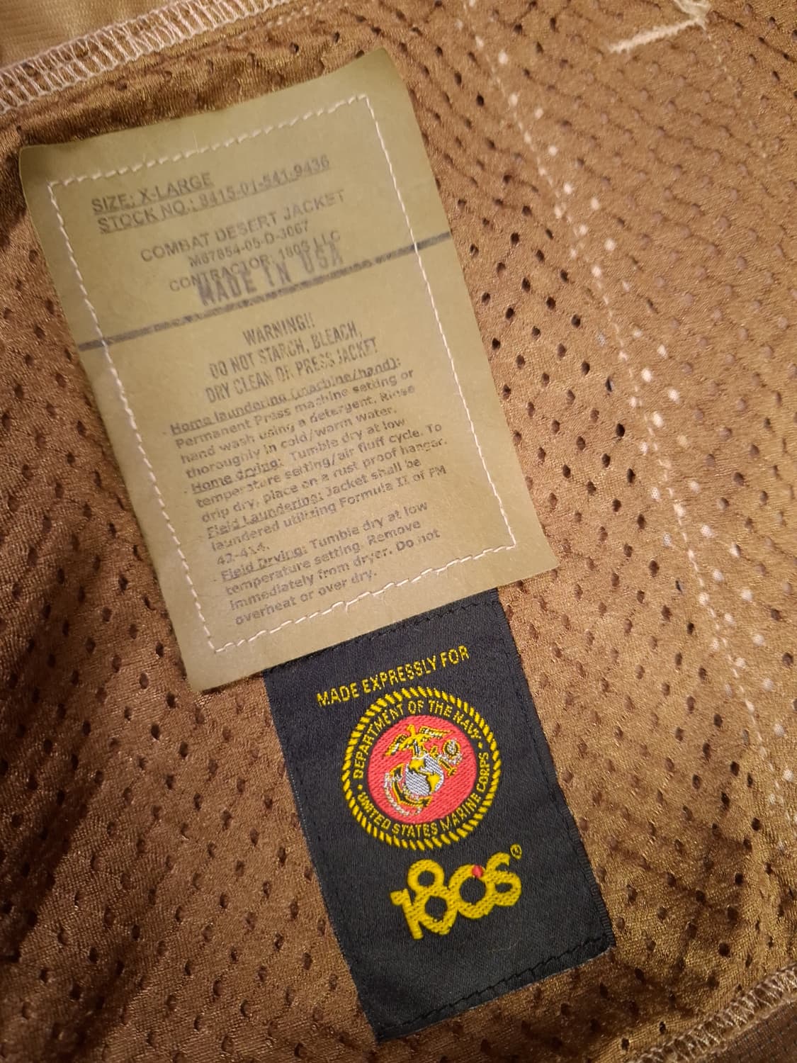 오리지날 미해병대 180s 사막 전투 고어 자켓 상품이미지7