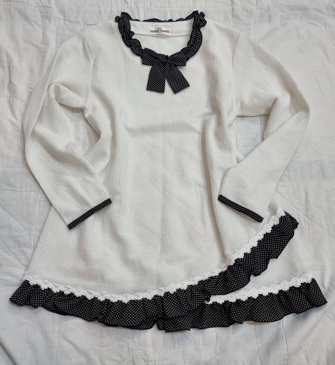 도트 프릴 리본 튜닉 원피스 상품이미지1