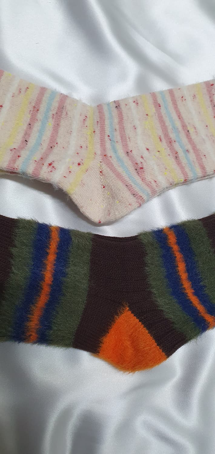옐로우 민트 핑크 그린 블루 오렌지 브라운 스트라이프 양말 상품이미지3