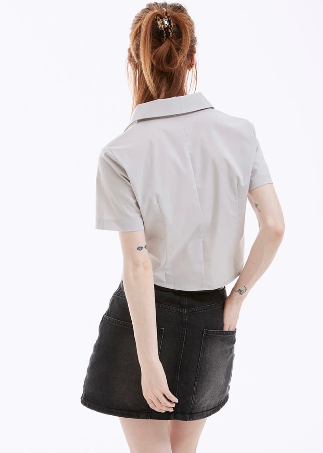 네비 nevy 케니 베이직 크롭 반팔셔츠 상품이미지6