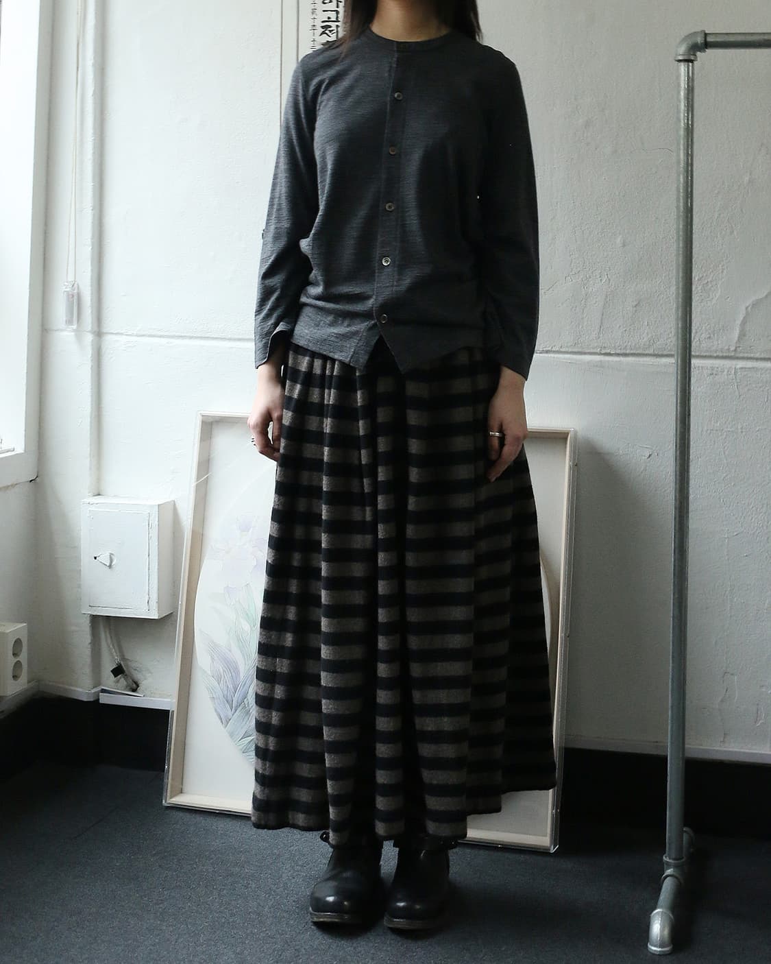 요지야마모토 느와르 스트라이프 스커트 상품이미지3