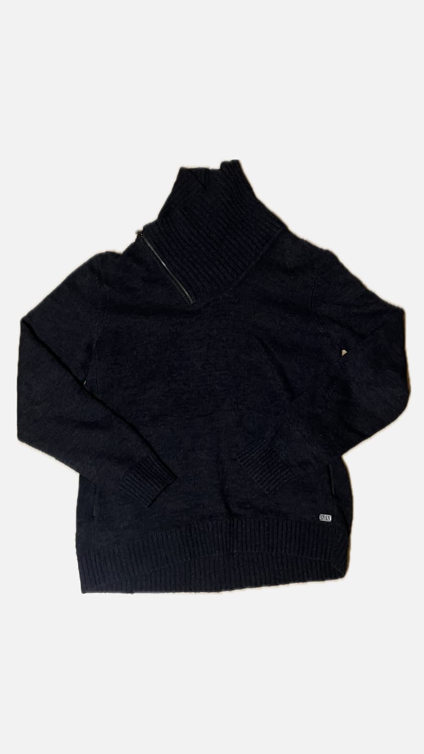 아르마니 비대칭 사선 니트 반집업 상품이미지1