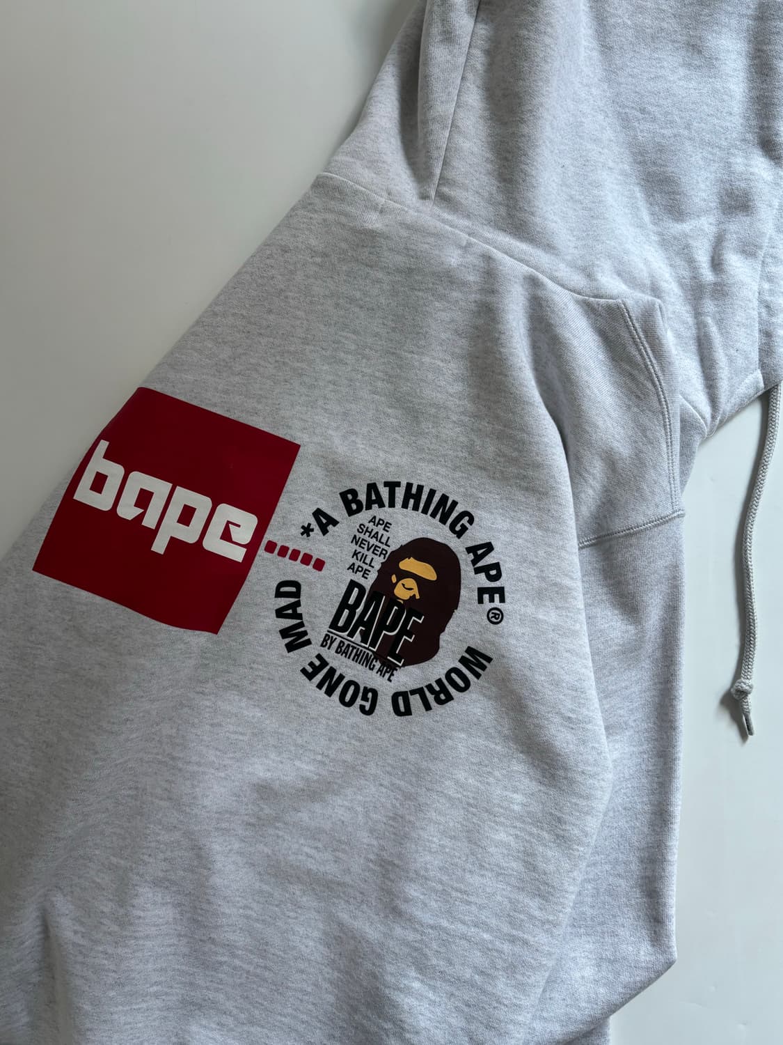 (미사용) Bape 베이프 멜란지그레이 풀오버 백프린팅 애프터 후드  상품이미지3