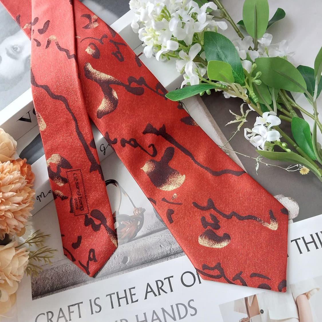 이상봉 파리스 실크 진오렌지 한글 넥타이 9cm A+등급 K1471
 상품이미지2