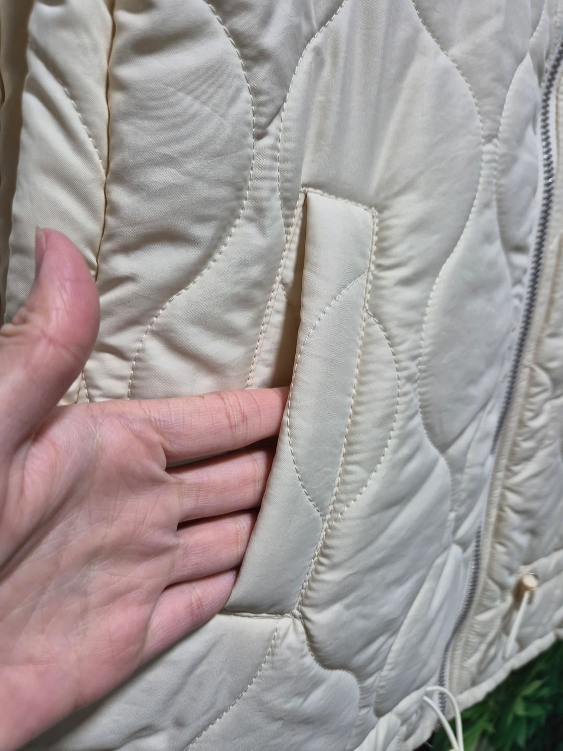 빈티지 아이보리 퀼팅 패딩 조끼 상품이미지5