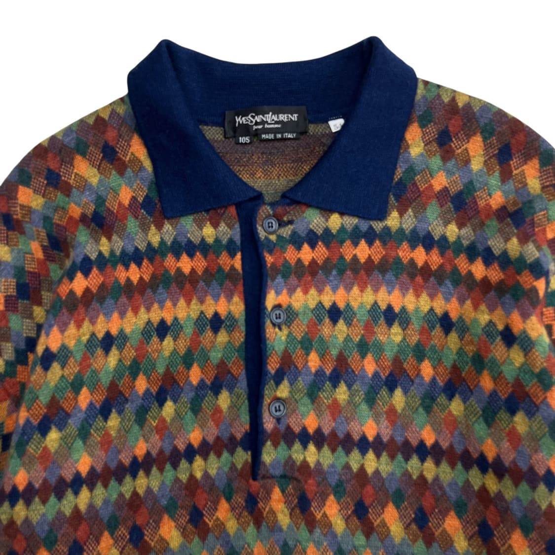 입생로랑 블루 카라 아가일 니트 105 상품이미지4