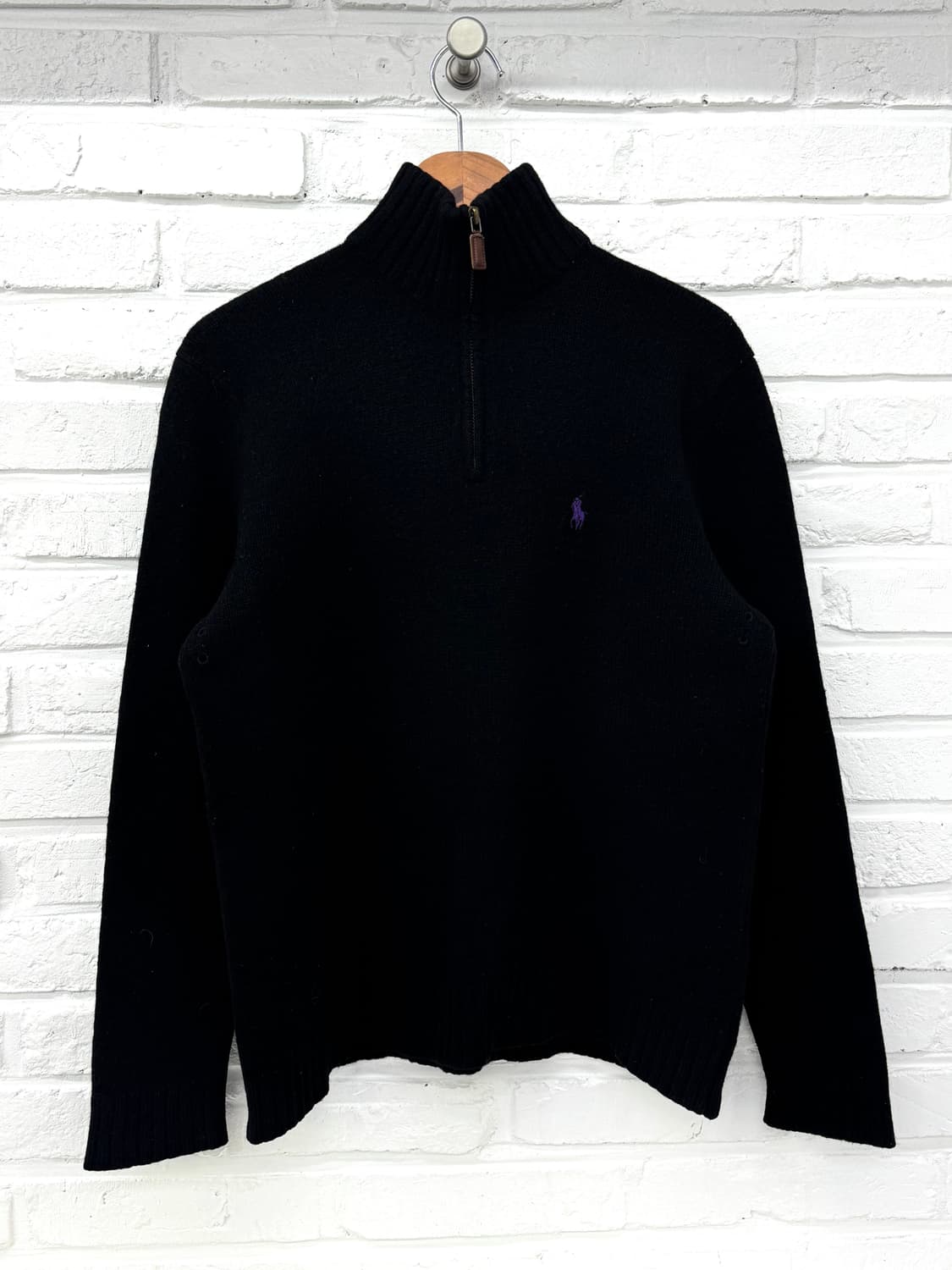 폴로 블랙 반집업 울니트 상품이미지3