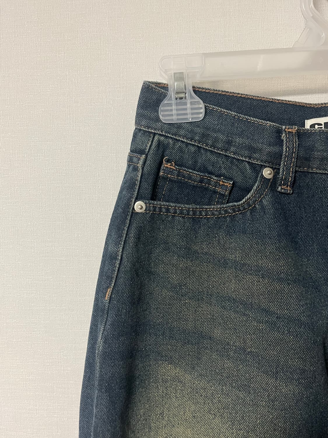 칙스 빈티지 워싱 데님 롱스커트 중청 상품이미지4