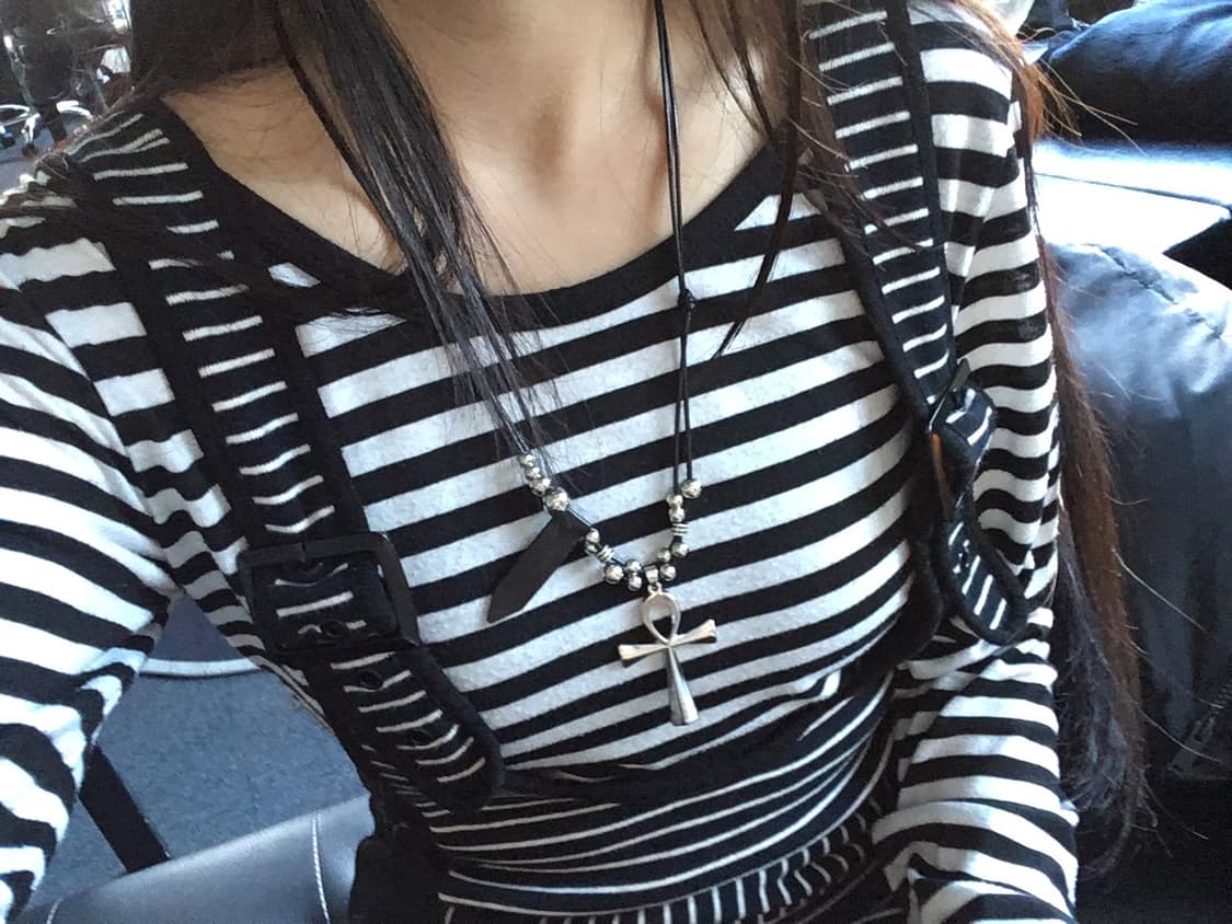 멜빵 스트라이프 포켓 스커트 상품이미지7