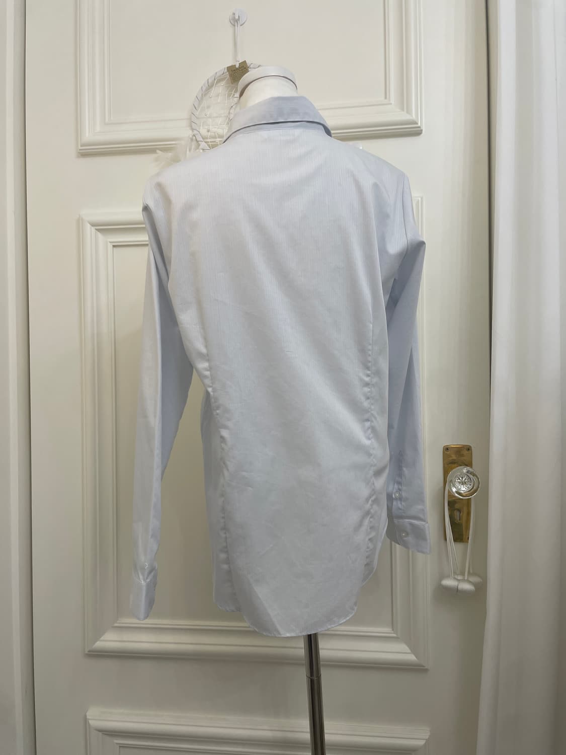 sky blue shirring basic long shirt 상품이미지3