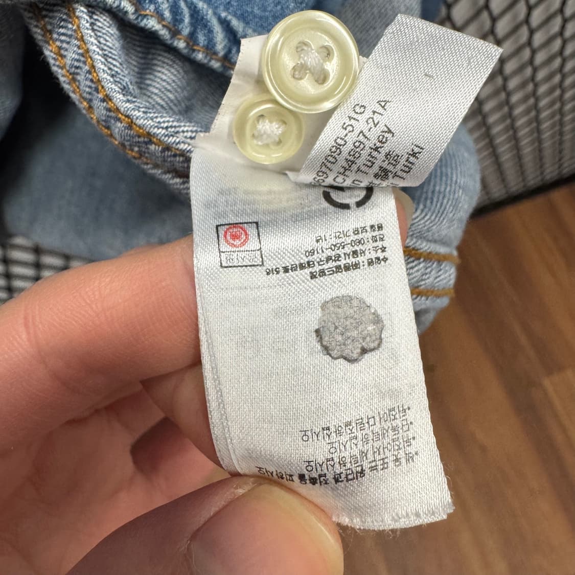 라코스테 데님 셔츠 카라넥 원포켓 로고 포인트 레귤러핏 진청 상품이미지7