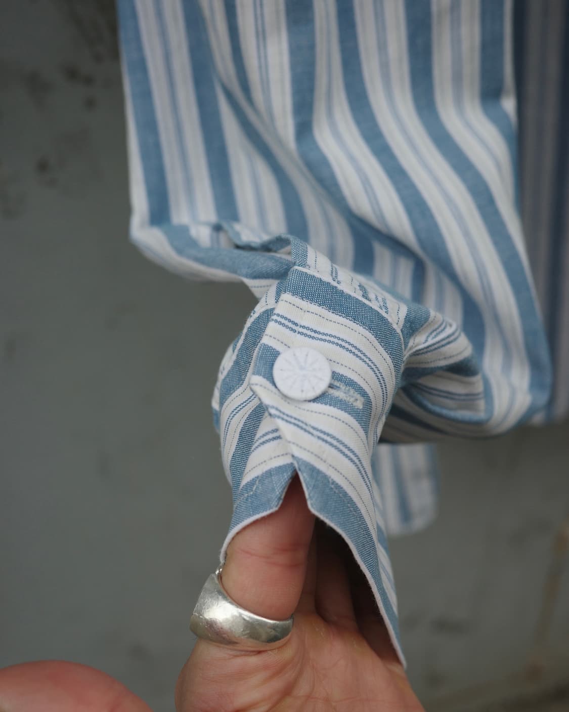 유럽 빈티지 페전트 워크 스트라이프 하프플래킷 셔츠 상품이미지6