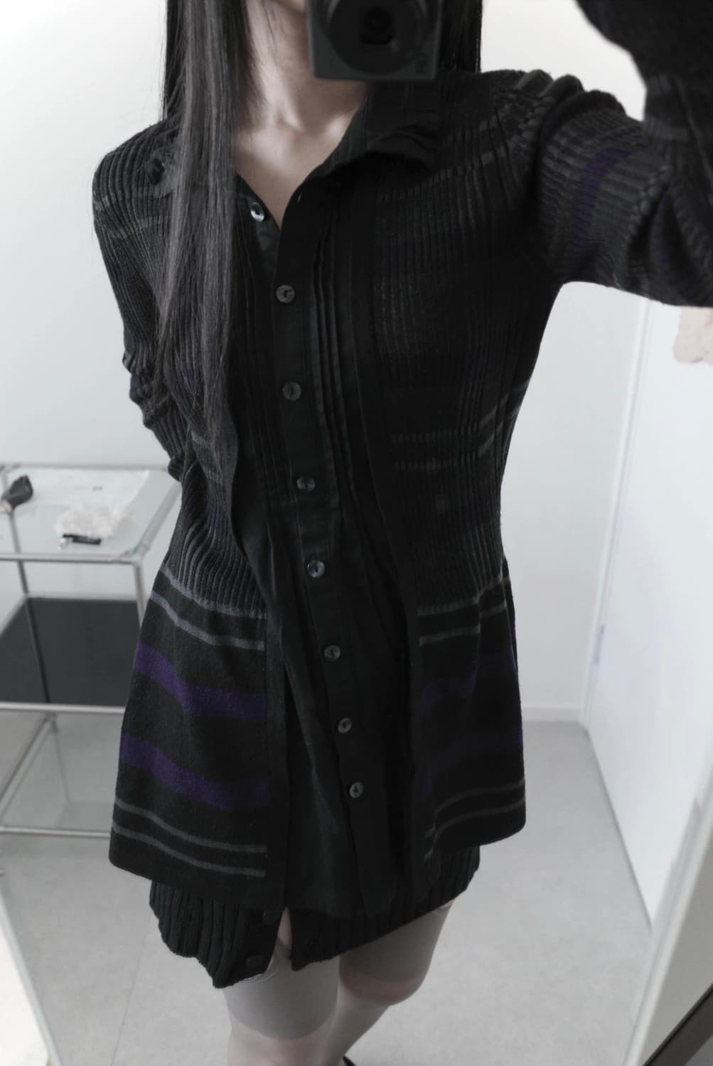 check shirring flare cardigan 상품이미지4