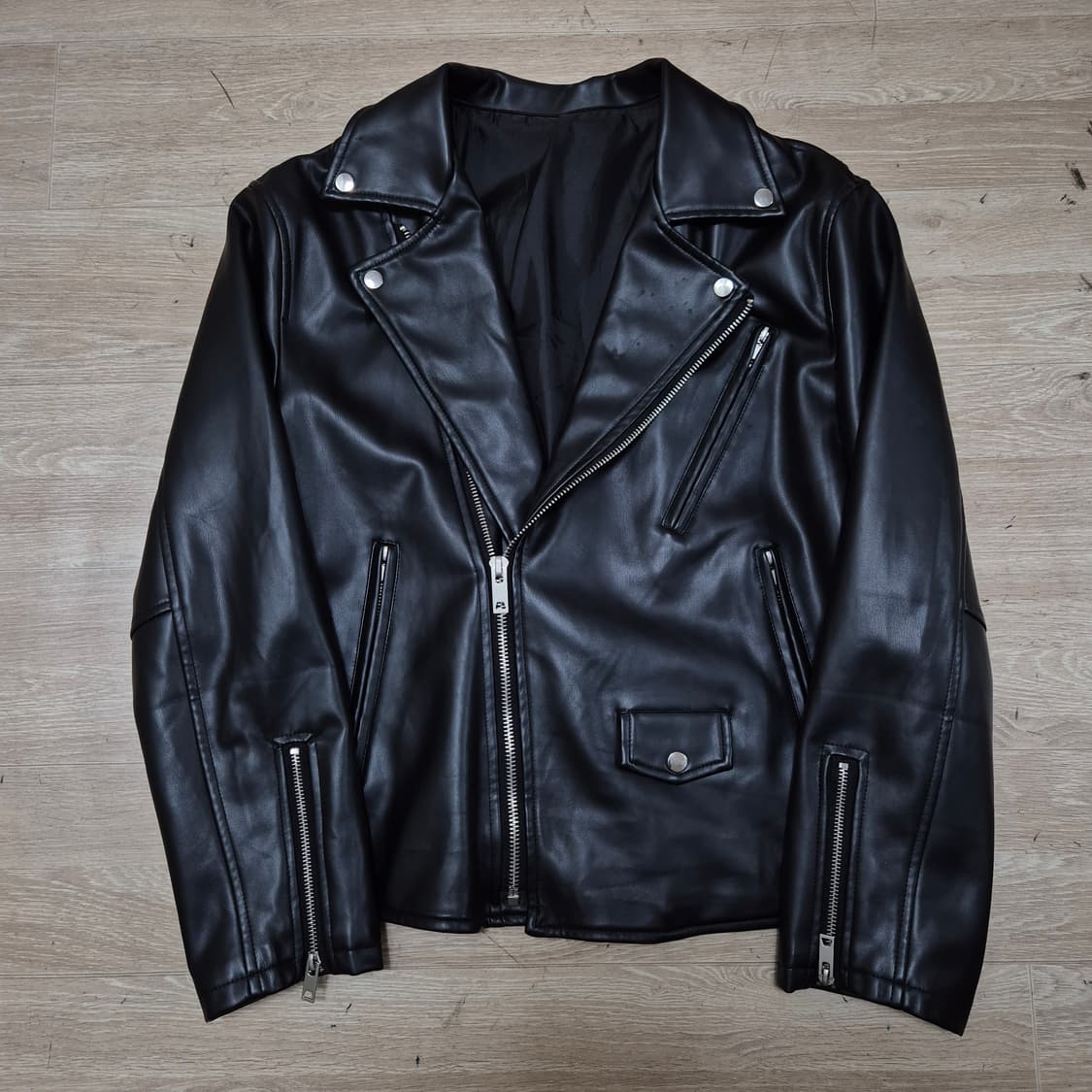블랙 레더 라이더 가죽자켓 XL(105) 상품이미지1