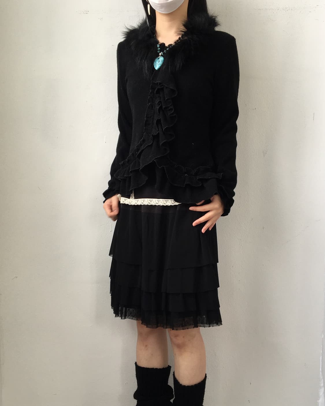 Fake fur point ruffle knit 상품이미지7