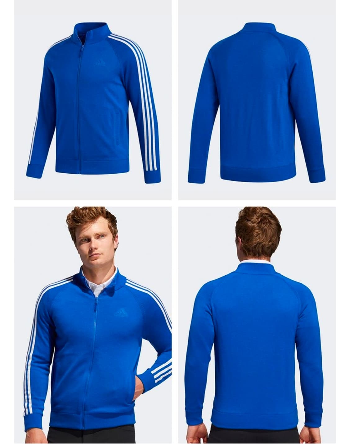 XL) 아디다스 골프 블루 삼선 니트 가디건 자켓 상품이미지4