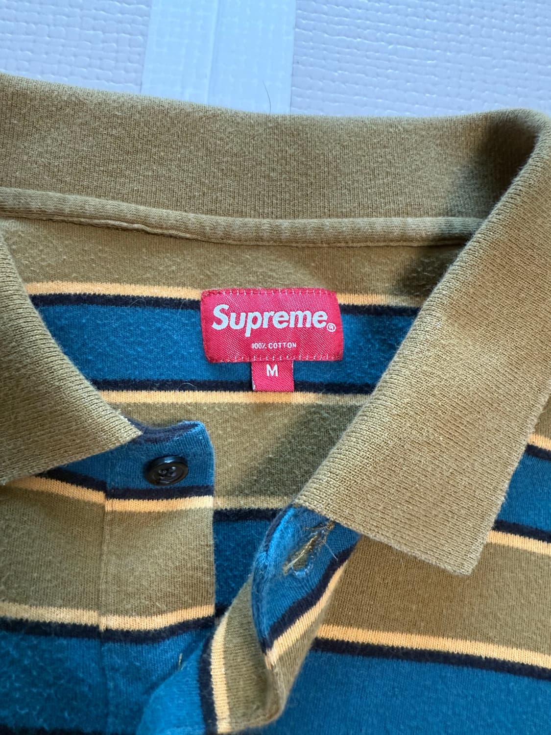 SUPREME Striped Polo Shirt (M) 상품이미지4