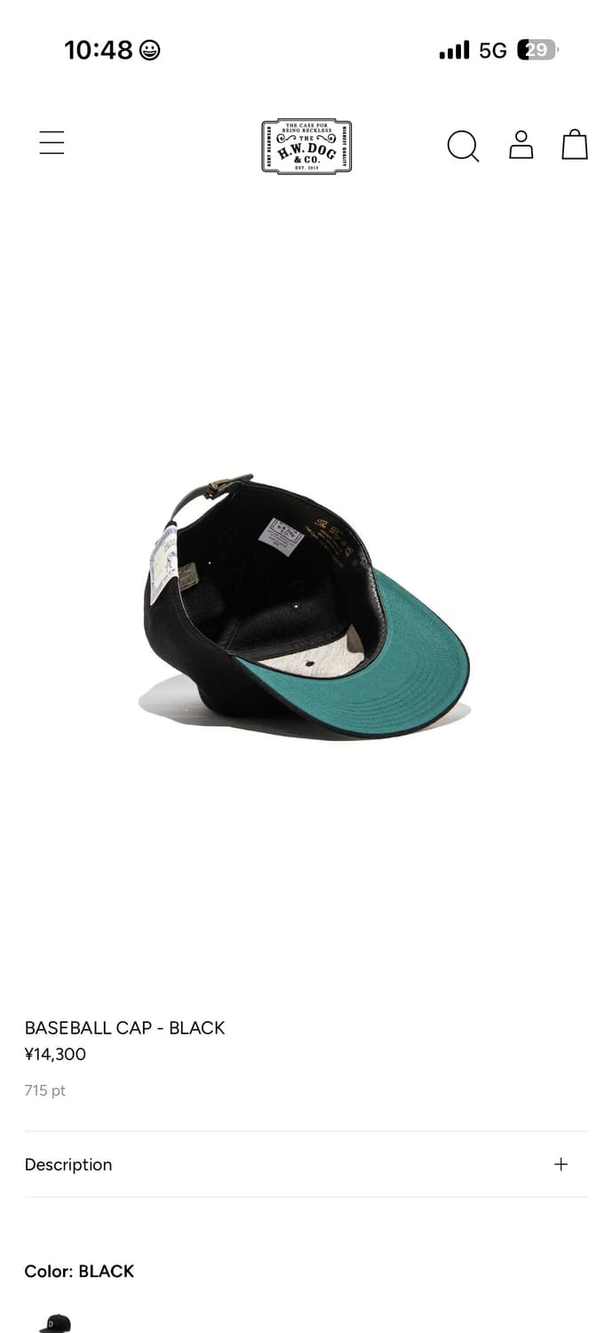 THE H.W.DOG&CO BASEBALL CAP-Black  상품이미지5
