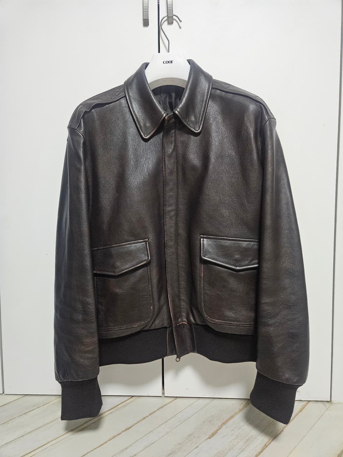 쿠어 빈티지 카우 스킨 A-2 레더 자켓 (다크브라운) XL 상품이미지2