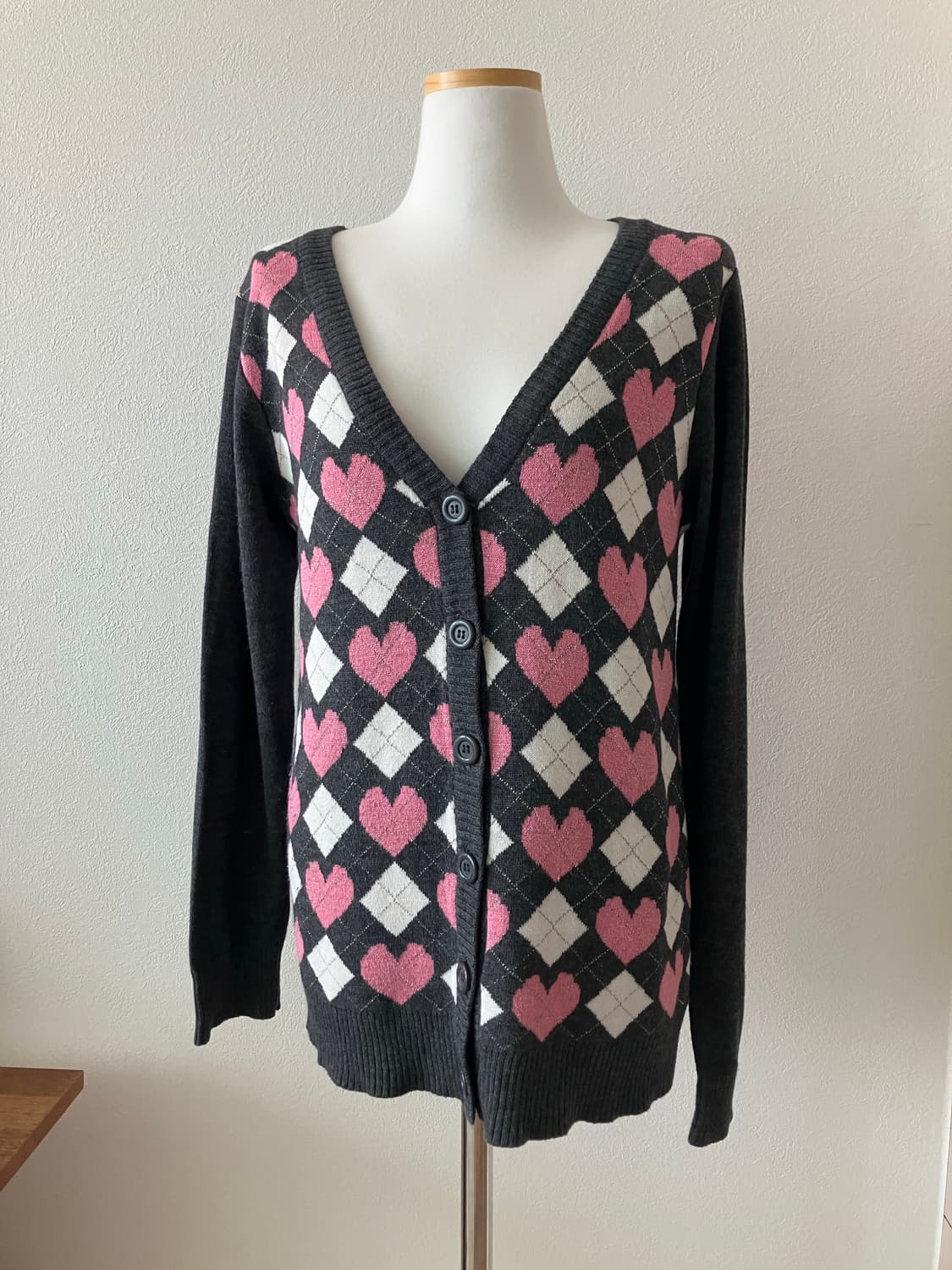 CLEF DE SOL 하트 아가일 가디건 일본빈티지 멘헤라 갸루 지뢰계 상품이미지2