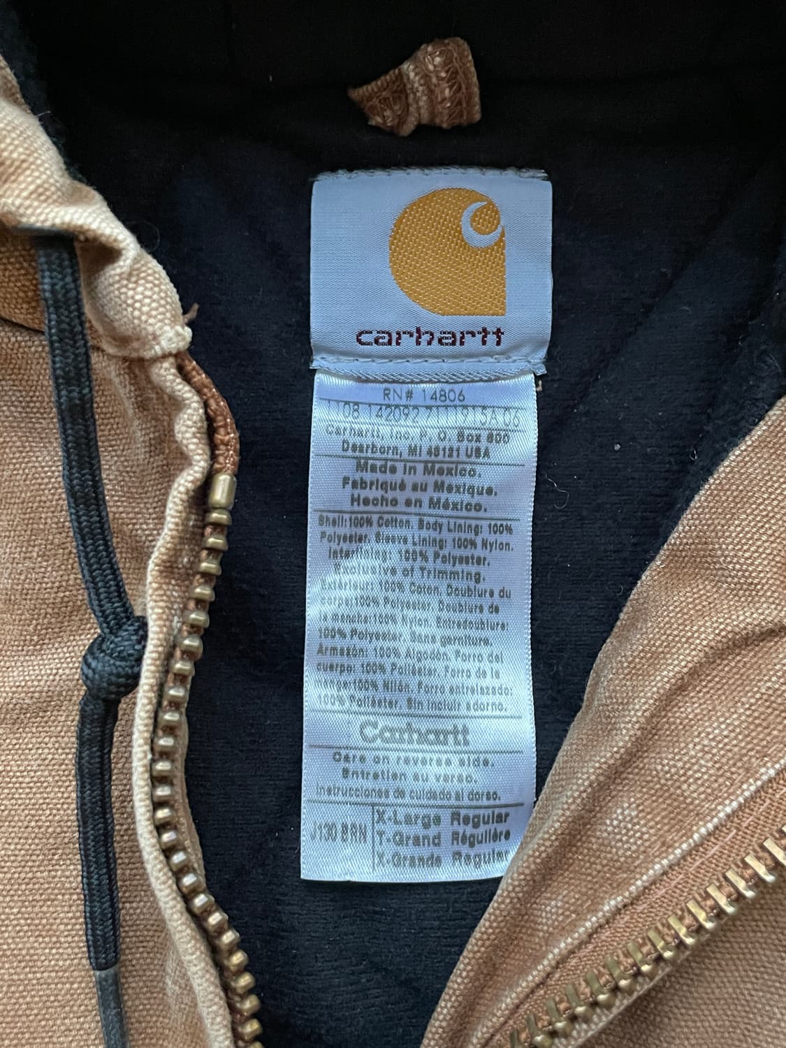 칼하트 j130 BRN 브라운 액티브 자켓 샌드스톤 빈티지 상품이미지3