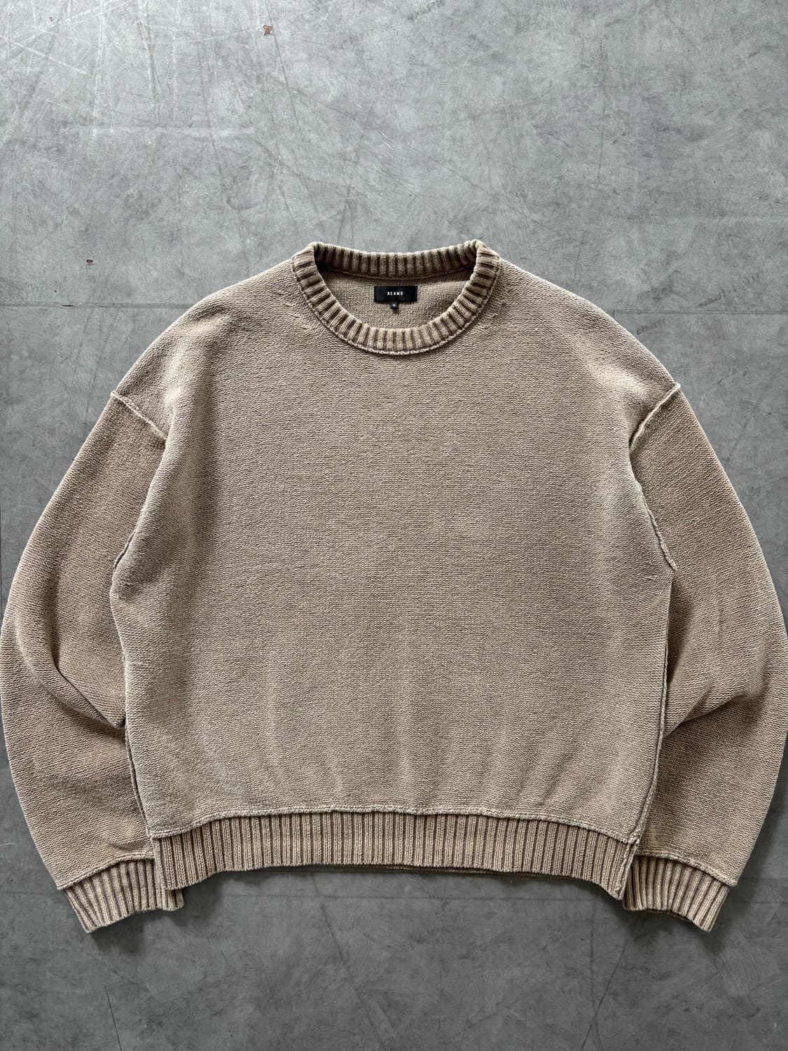 Beams 빔즈 베이지브라운 크루넥 니트  상품이미지1