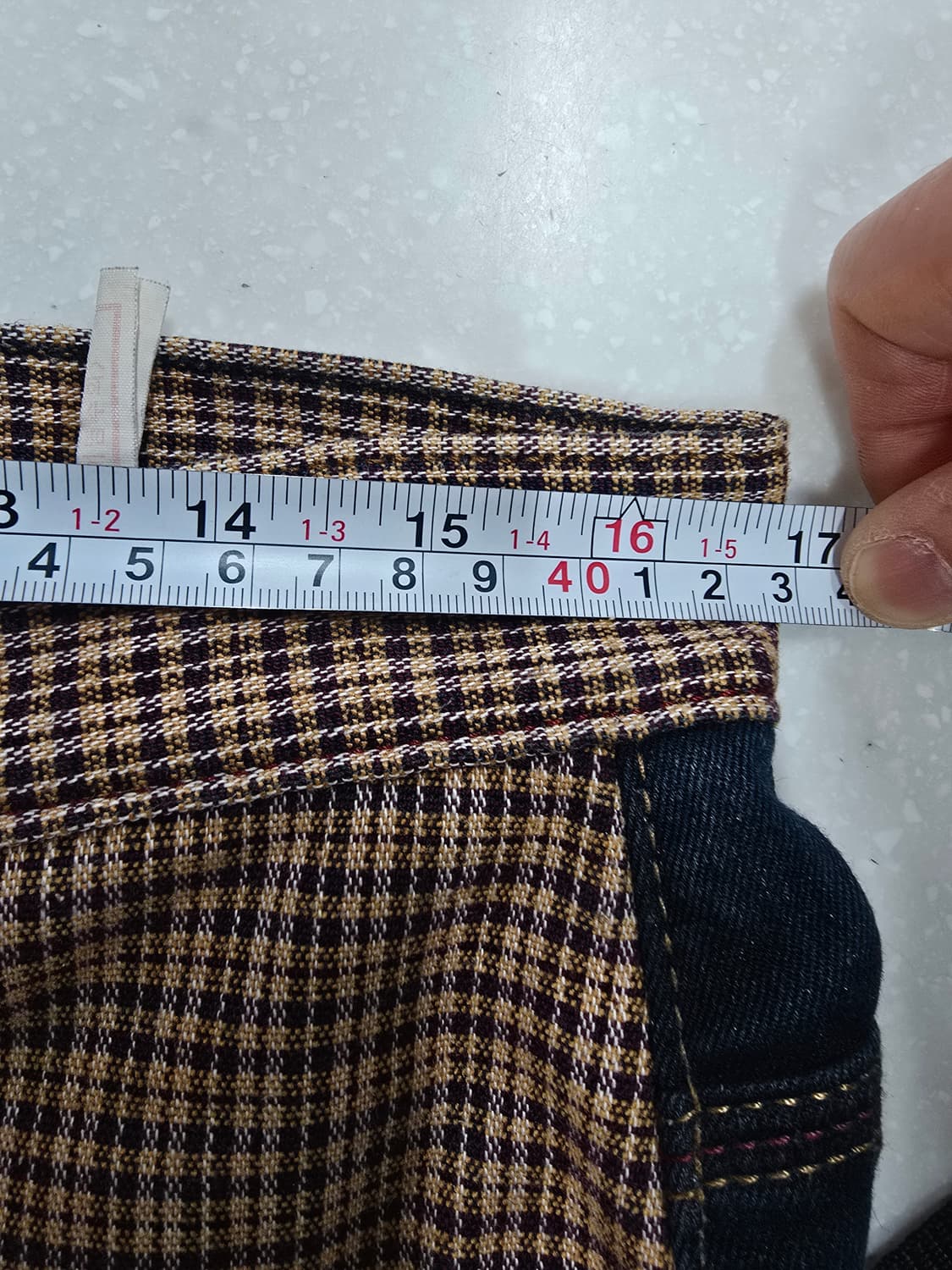 에비수 체크 배색 데님 반바지 상품이미지7