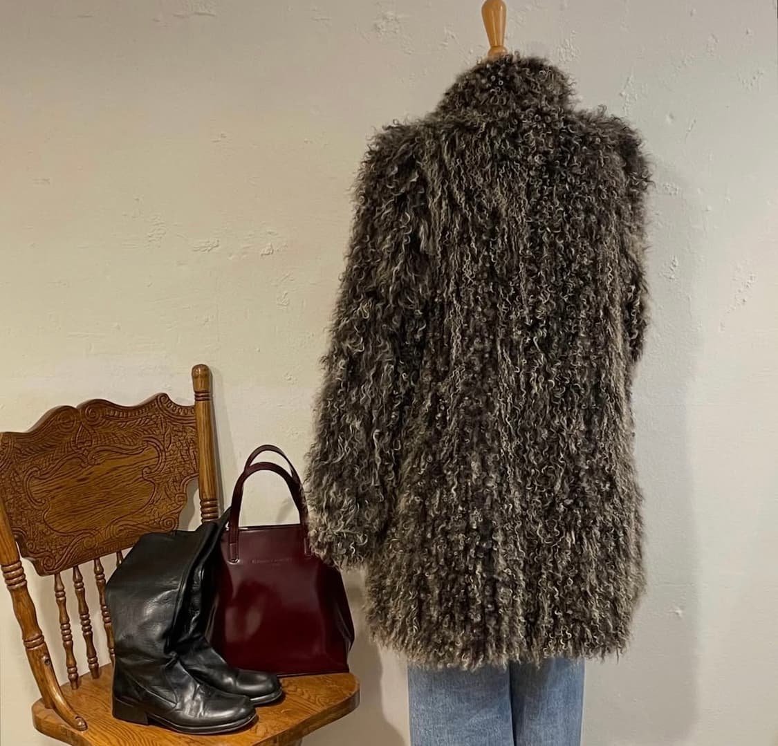 브라운 시어링 퍼 코트 상품이미지2