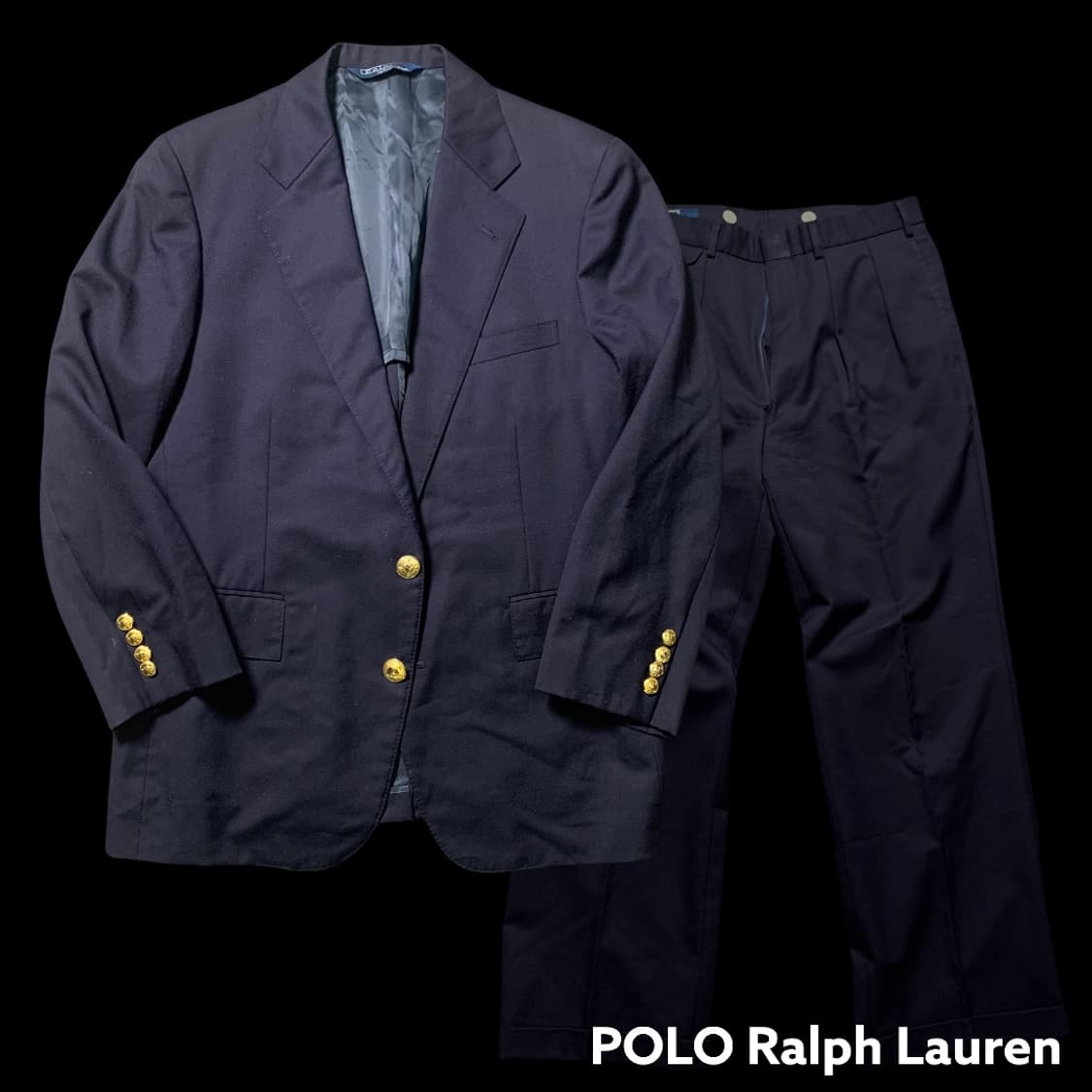[S] 폴로 랄프로렌 남색 금장 버튼 셋업 자켓 팬츠 상품이미지1