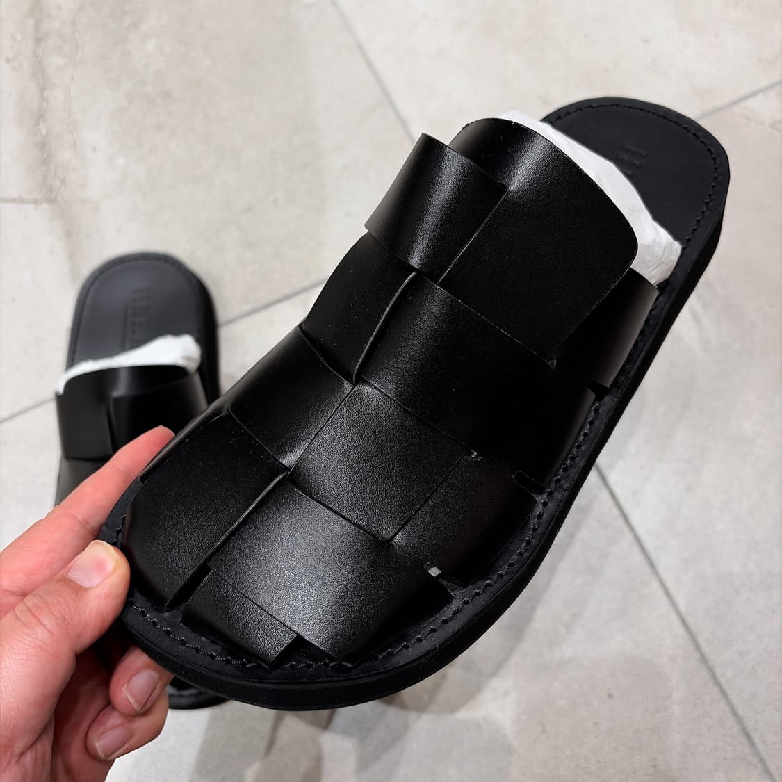 (정품/새상품) HEREU 헤레우 남성 블랙 레더 디라 뮬 샌들 상품이미지2