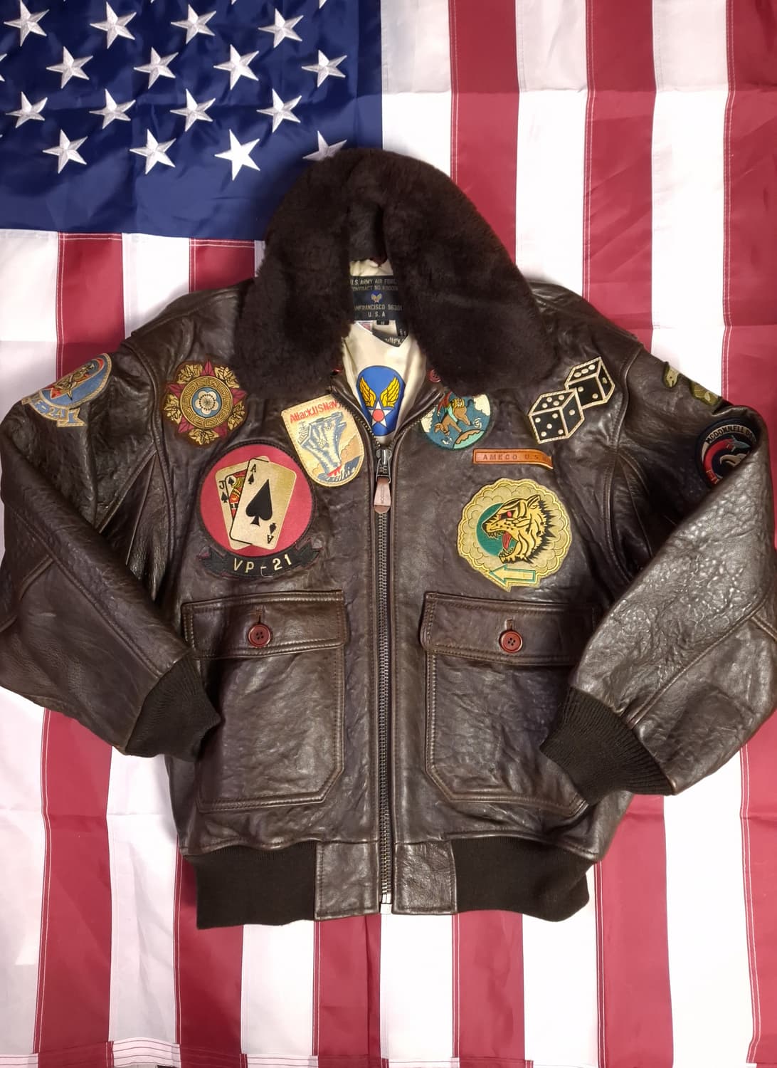  새제품급 오리지날 90's 아메코 미해군 G-1 리얼레더 항공 자켓 상품이미지1