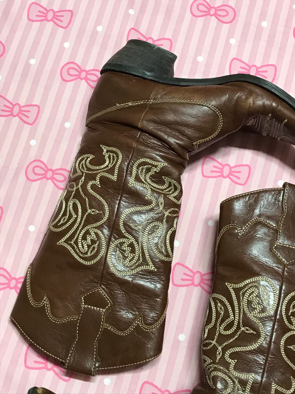 브라운 웨스턴 자수 부츠 웨스턴부츠 y2k 신발 상품이미지3