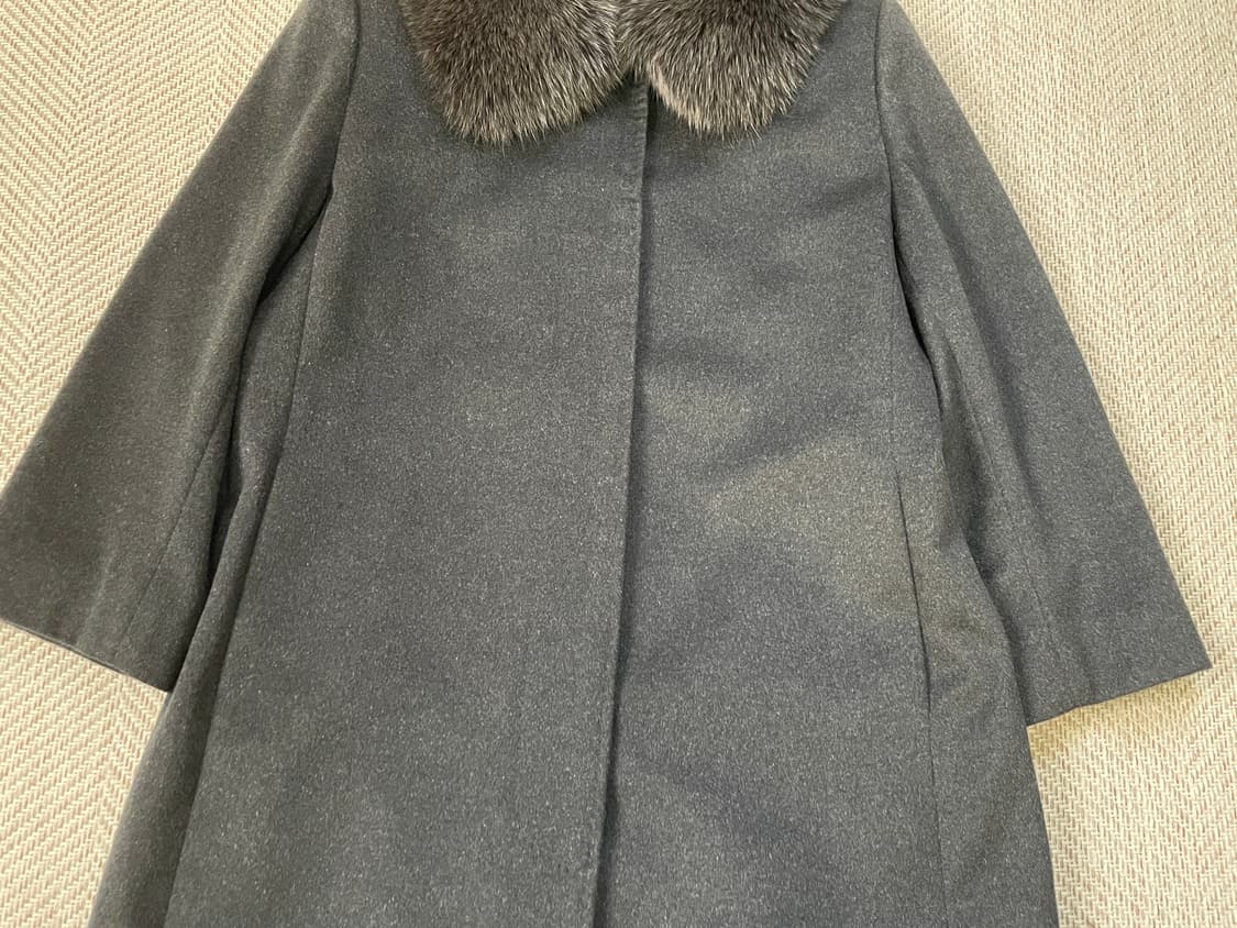 발망 폭스 퍼 칼라 캐시미어 롱 코트 J03490 상품이미지4